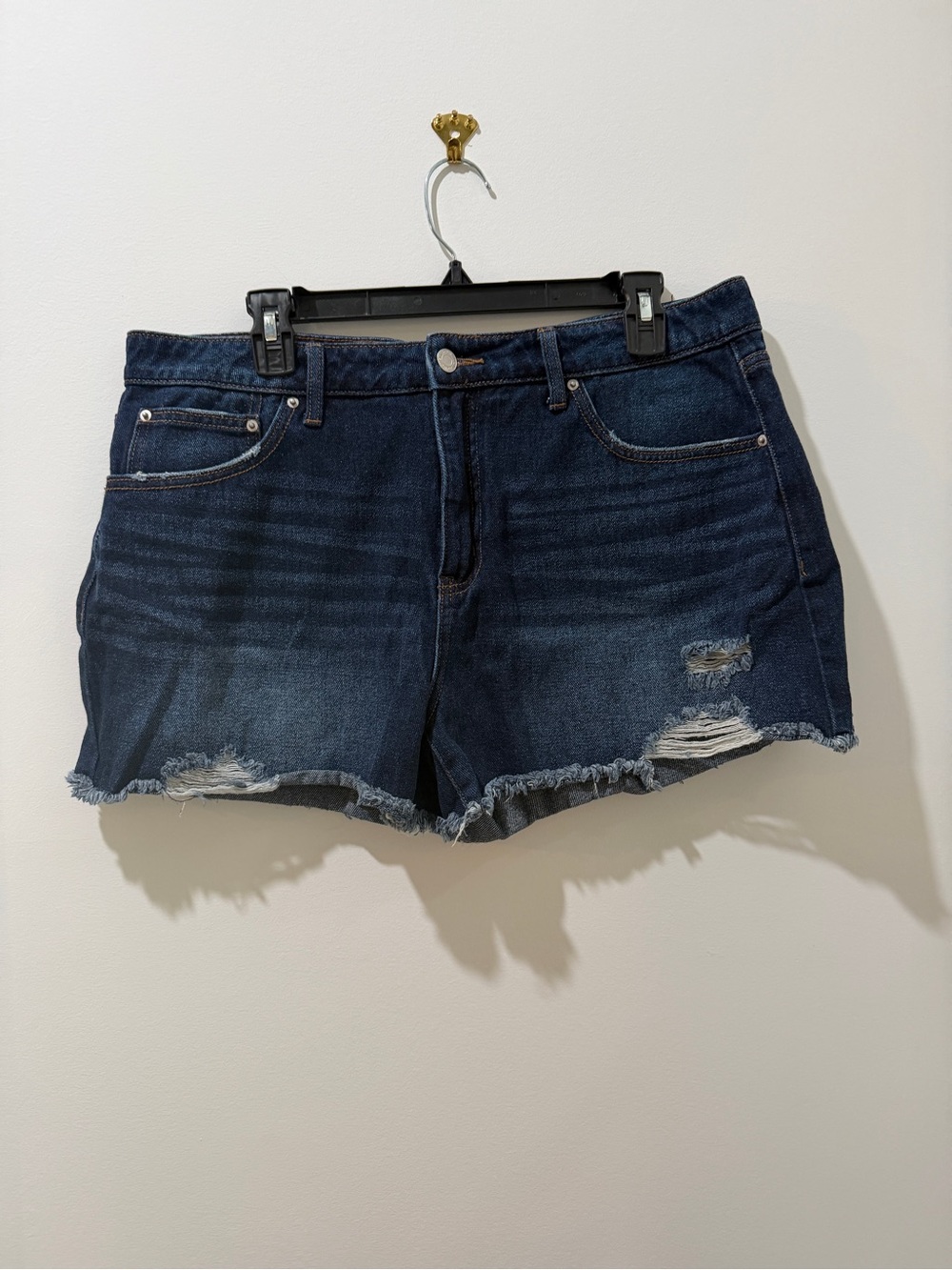 Time and Tru Dark Indigo Distressed Jean Shorts